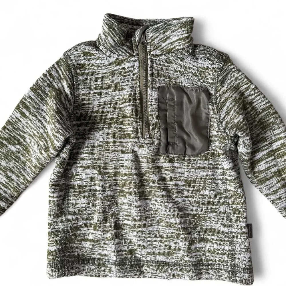 Eddie Bauer Kids Quarter Zip Fleece Pullover Green Marled Size 18M